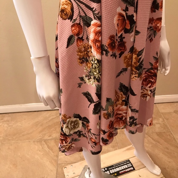 Haute Monde Sleeveless Floral Dress Size Large Pink Fit Flare - Picture 5 of 15